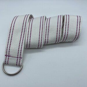 Unbranded White w/ Rose Color Thread D-Ring Belt Men's Size M End to End 35"